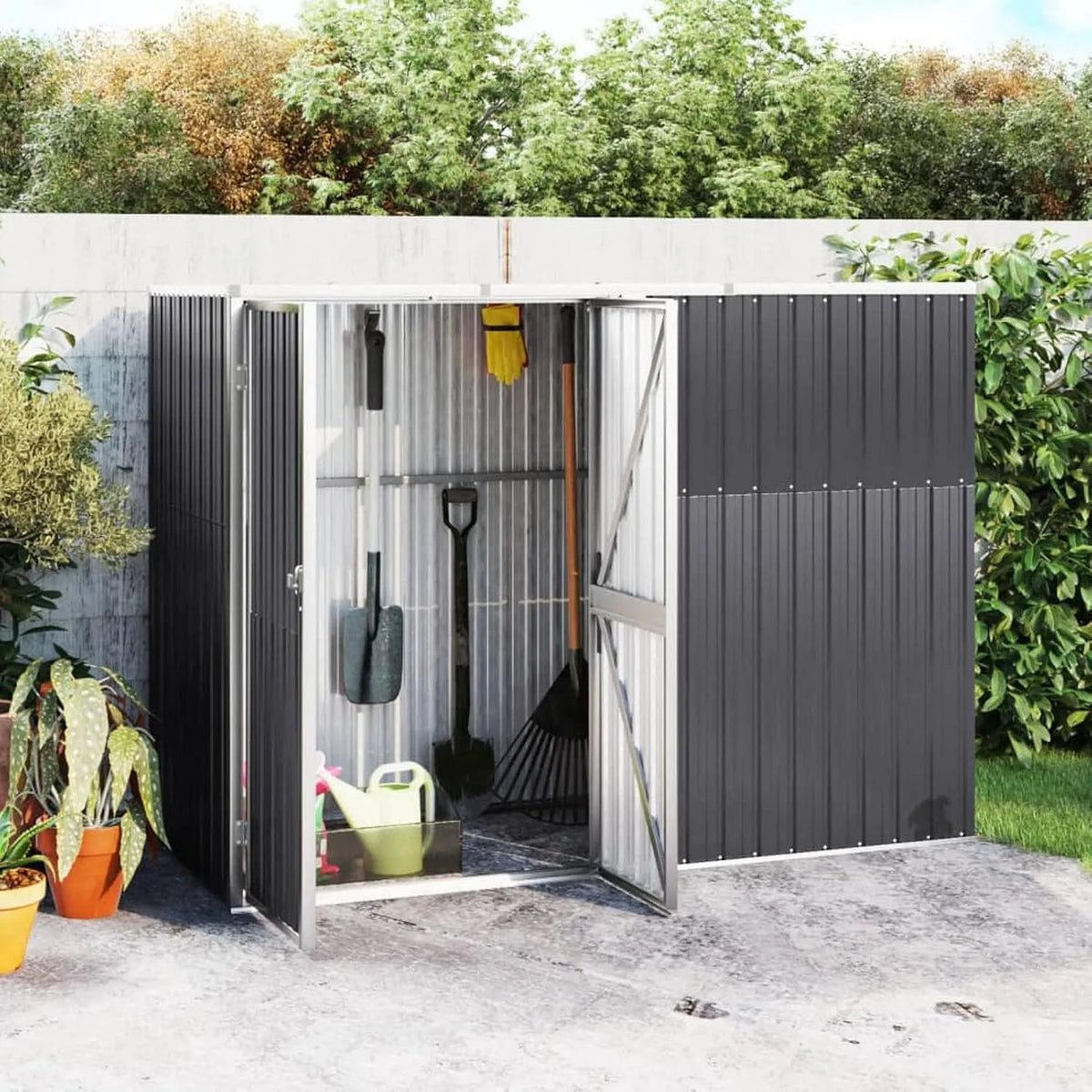 Abri à outils, Anthracite 225x89x161cm Acier galvanisé, Abris De Jardin, Abri De Stockage pour Jardin