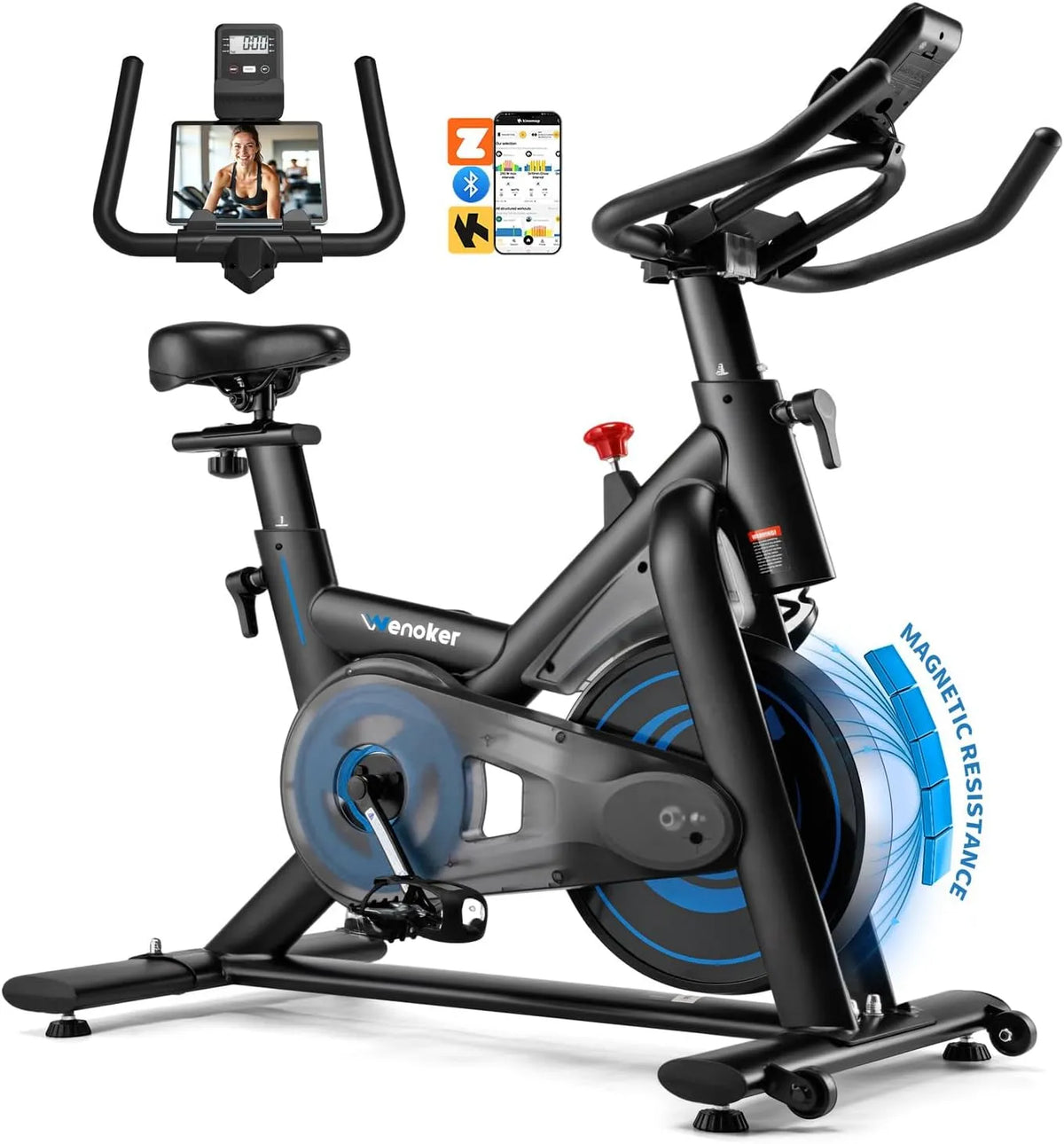 Vélo Wenoker, Capacité Max 160 kg, d'Appartement avec APP, d'intérieur avec silencieux, écran LCD, Siège Confortable