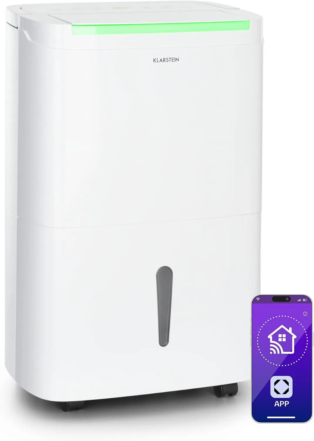 Klarstein déshumidificateur, capacité 50L, DryFy Connect, Filtre à charbon actif, Interface WiFi, Signal sonore, Réglage du niveau d'humidité