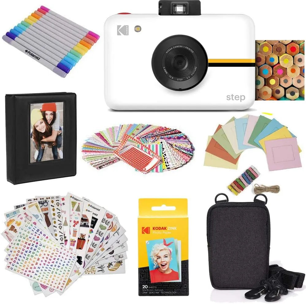 Appareil photo 10MP KODAK Step, instantané numérique avec capteur d'image, technologie ZINK Zero Ink, Pack cadeau, finition blanche