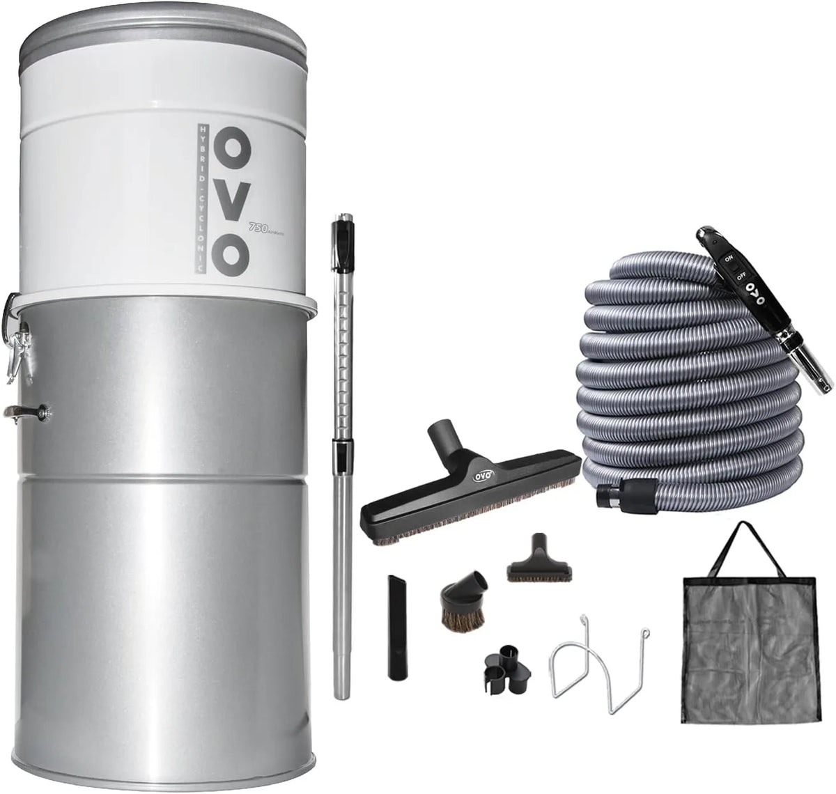 Aspirateur OVO Système d', capacité 35 L ou 35 L, 750 Airwatts avec kit d'accessoires de Luxe de 12,2 m Inclus, Filtration Hybride