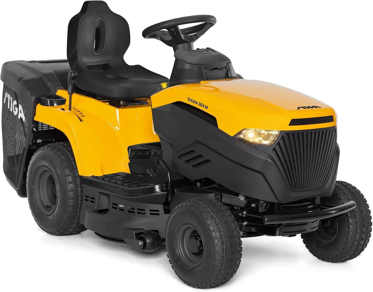 Stiga Estate 384 M Tracteur de Jardin à Essence, Moteur St 400 414cc, Plateau de Coupe 84cm, bac de ramassage 200L
