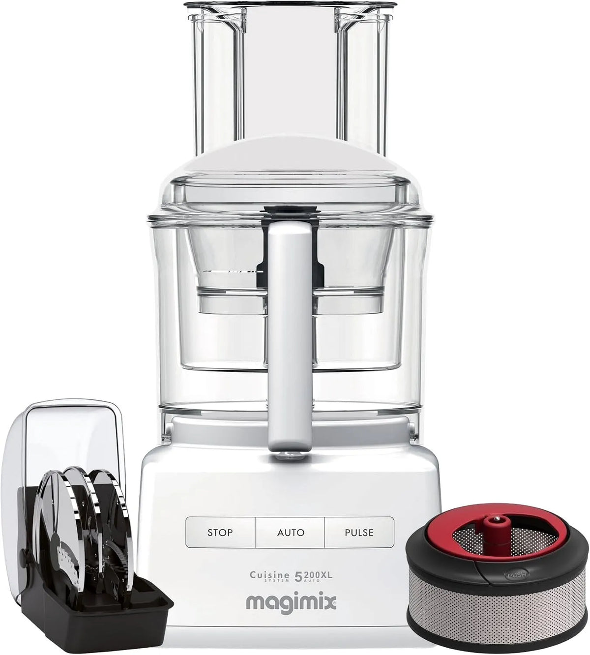 Robot de cuisine 5200 Magimix, Multifonction XL, Blender, Batteur, Idéal pour Famille, finition blanche, Moteur Professionnel Silencieux 3,6L, Hachoir