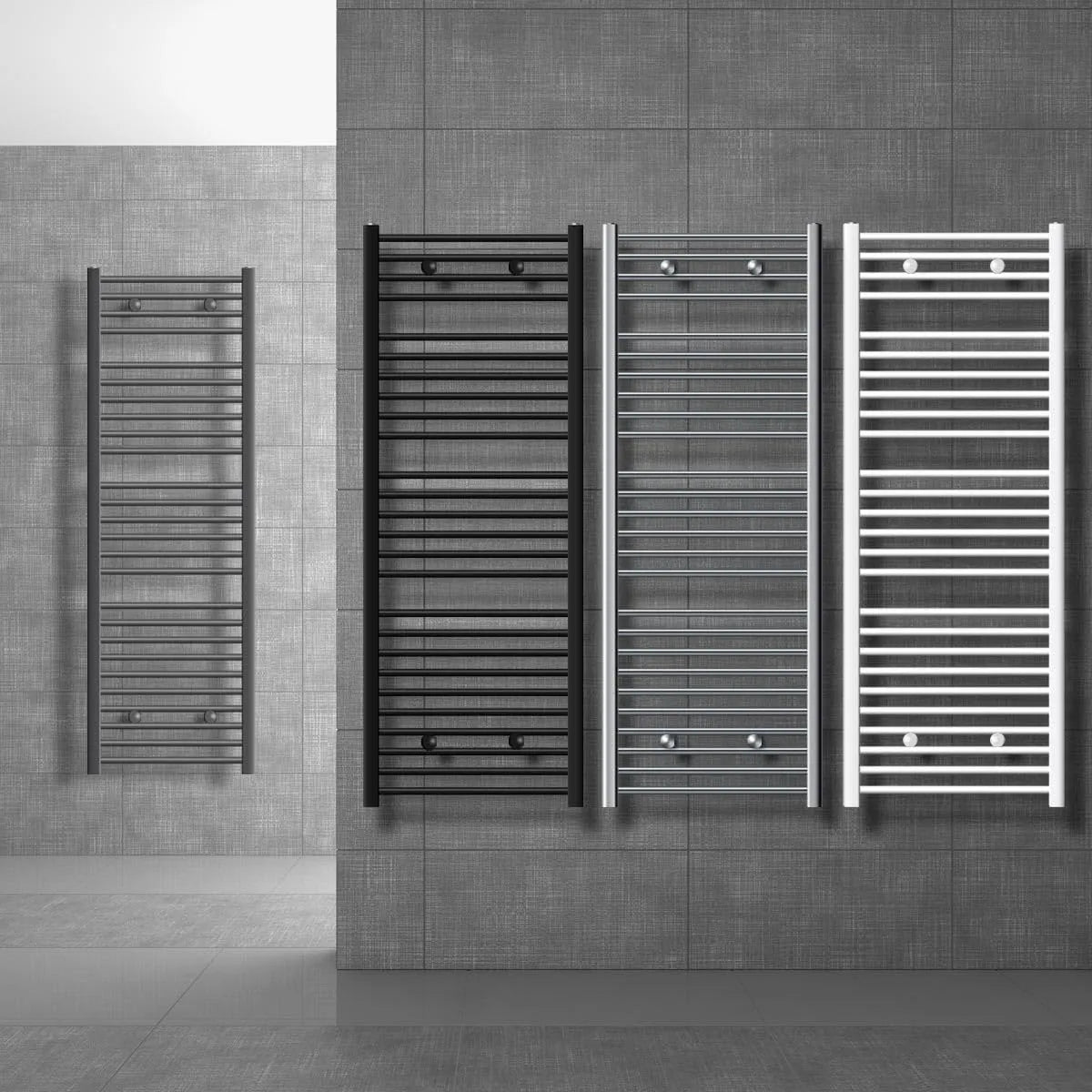 Radiateur LuxeBath, Électrique de Salle de Bain Sahara 300x1400 mm finition blanche Raccord Latéral Droit