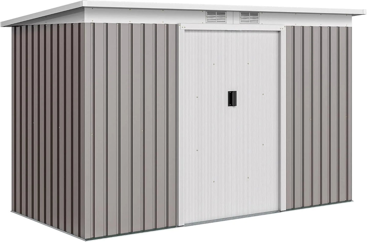 Abri de jardin Outsunny, en Acier galvanisé XXL 3,6 m² avec kit de Fondation 280 x 130 x 172 cm, cabane de Jardin cabanon Rangement Outils