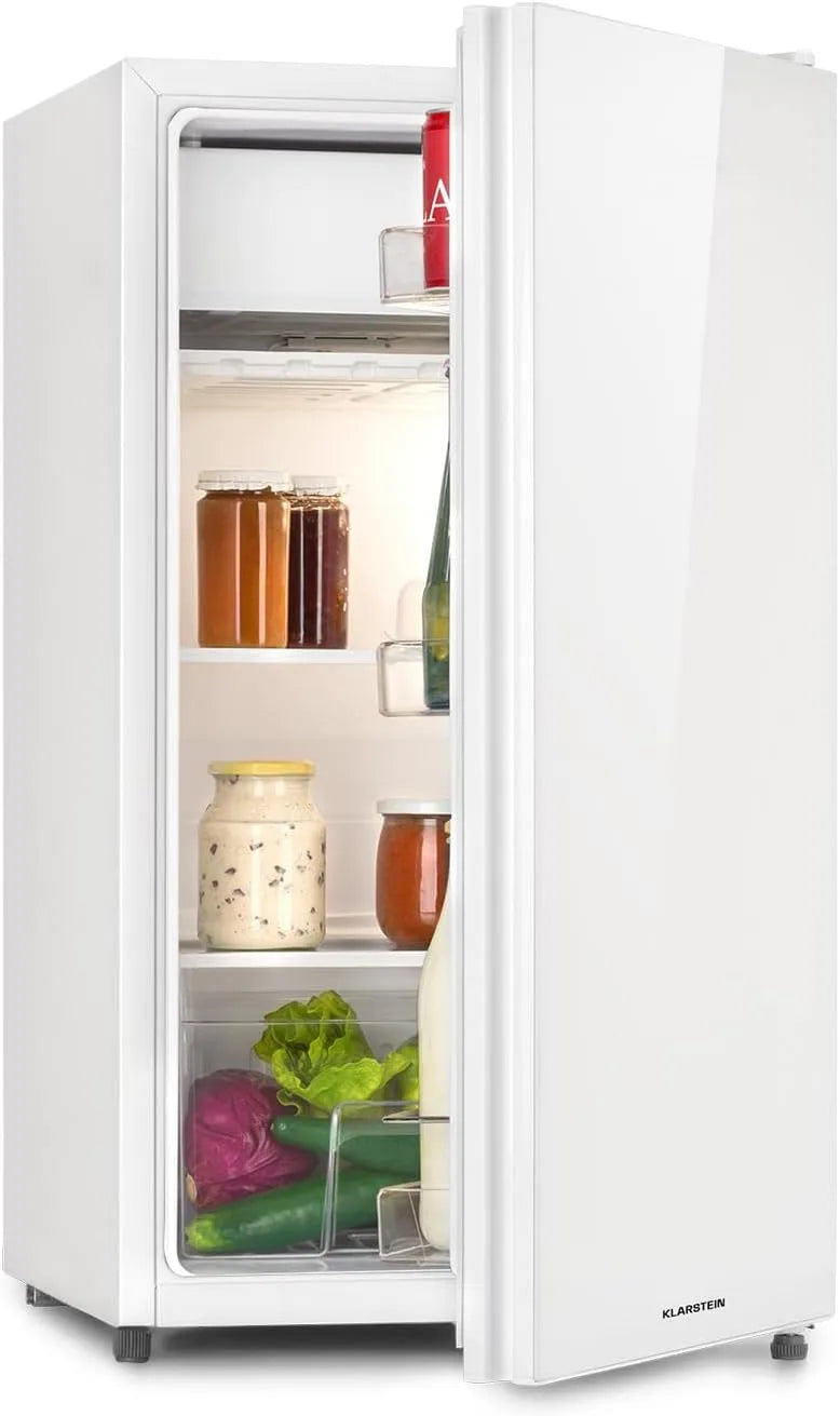 Klarstein réfrigérateur, 110 kWh, Luminance Frost, Eclairage intérieur, Bac à oeufs, finition blanche, capacité 91L, Look moderne, Clayettes verre