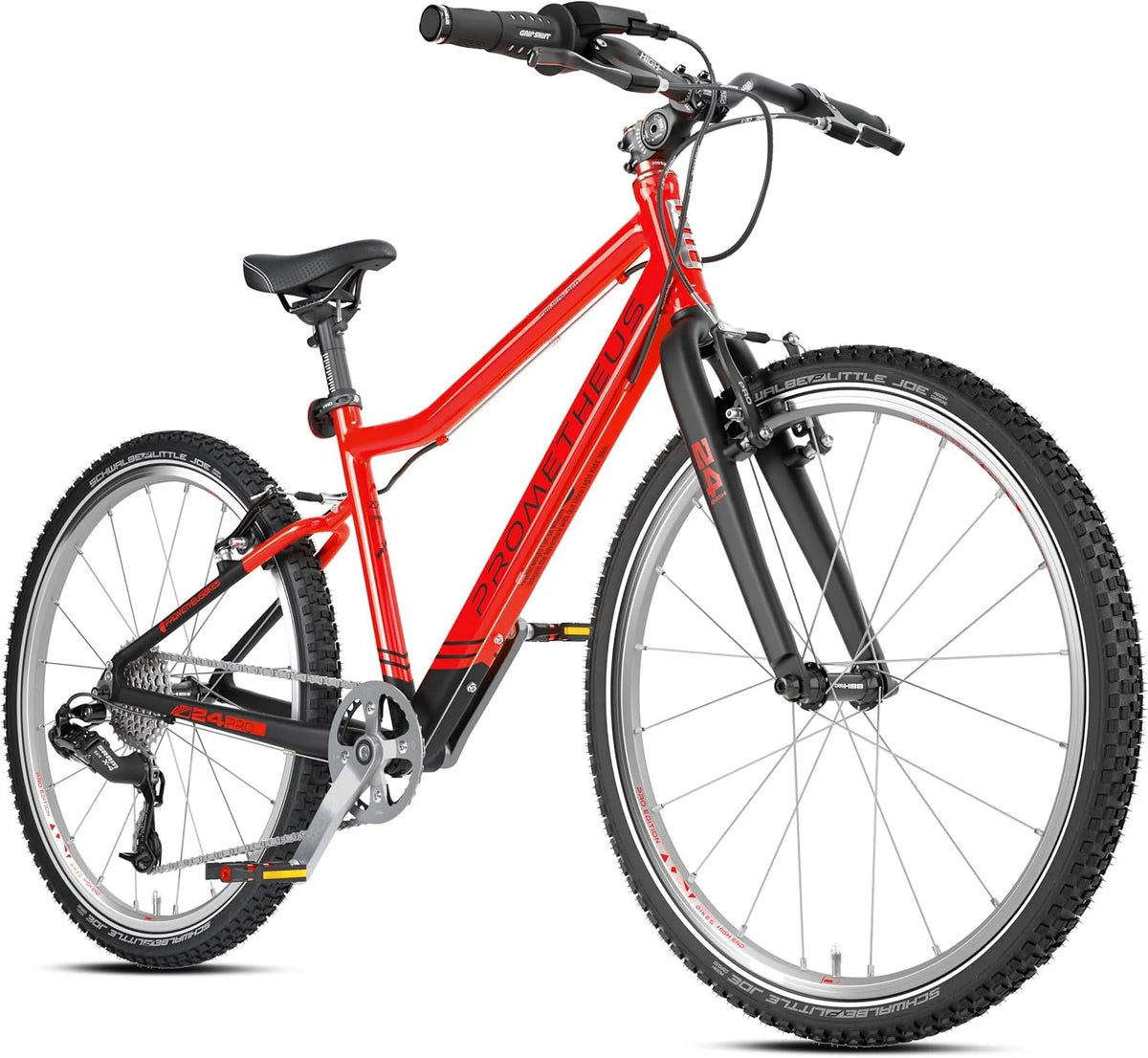Vélo PROMETHEUS BICYCLES PRO, 24 pouces pour garçon et fille, 8 niveaux de vitesse SRAM X4, Rouge finition noire
