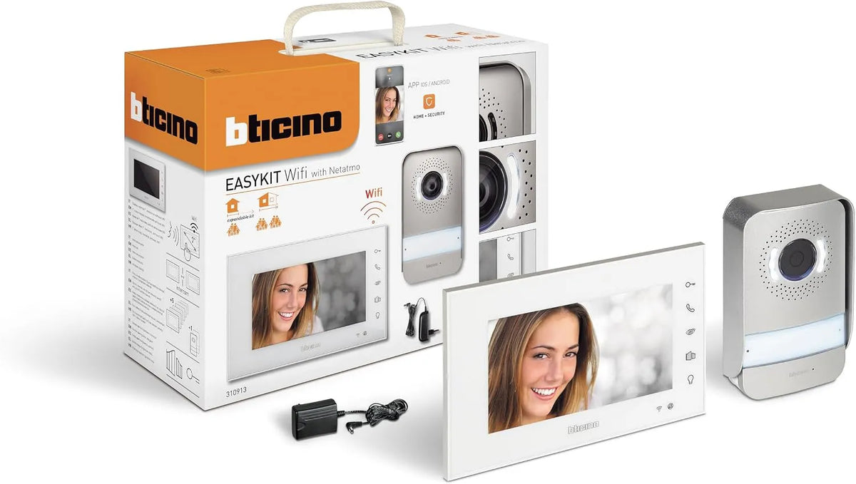 EASYKIT 310913 Bticino, 1 moniteur intérieur 7 pouces couleur avec mains libres, sonnette, caméra, extensible pour jumelées
