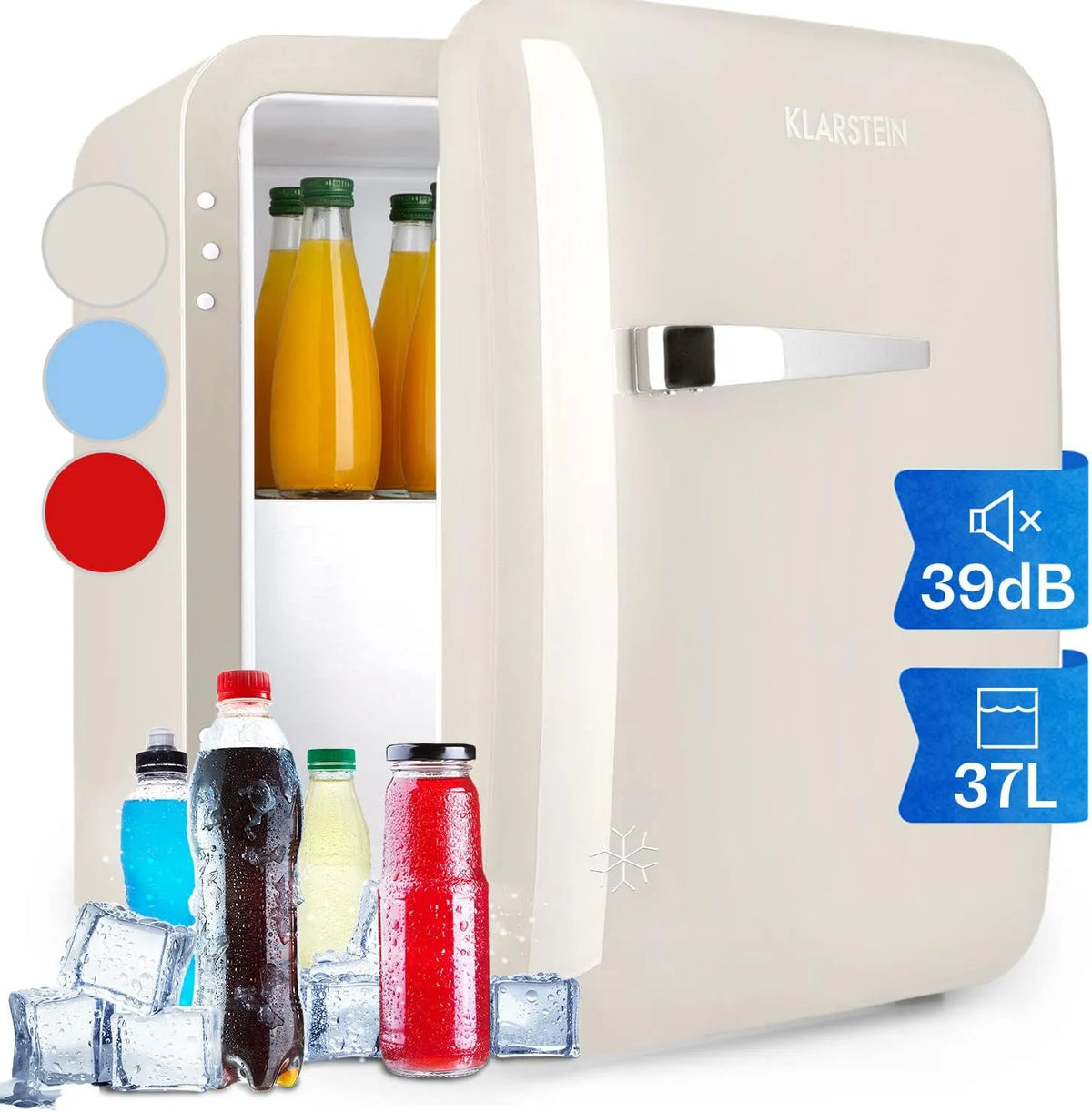 Klarstein réfrigérateur, Mini Frigo et Congelateur de Chambre de 32L, Petit Frigo Top Silencieux, Mini Bar, Snacks, Boissons, Petit Camping