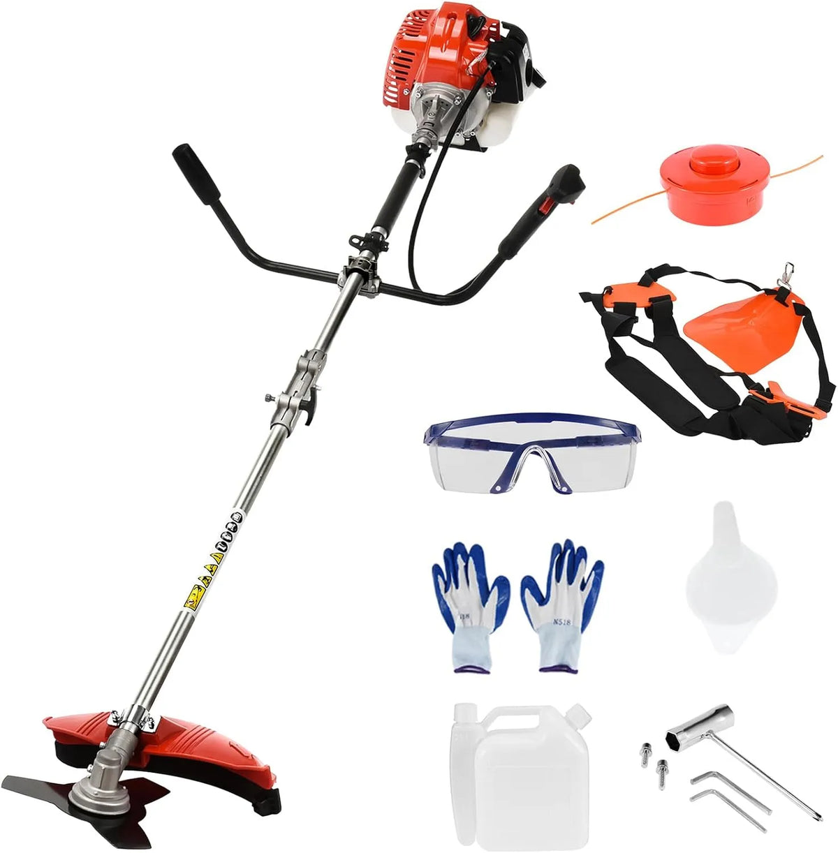 Débroussailleuse, 52cc Thermique, 2 en 1 Taille Haie Thermique & Coupe Bordure avec Lame 3 Dents, Outil Multifonction pour Jardinage Professionnel