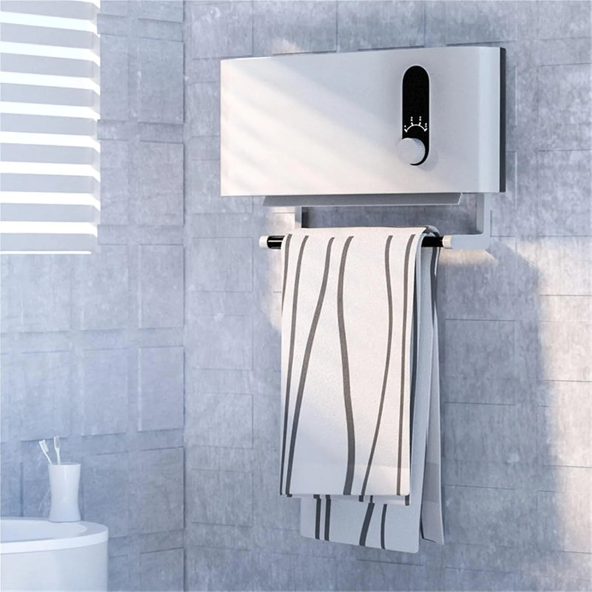 De salle de bain Chauffe-serviettes soufflant, chauffage mural de salle de bain 2000 W, chauffage électrique en céramique PTC télécommande incluse