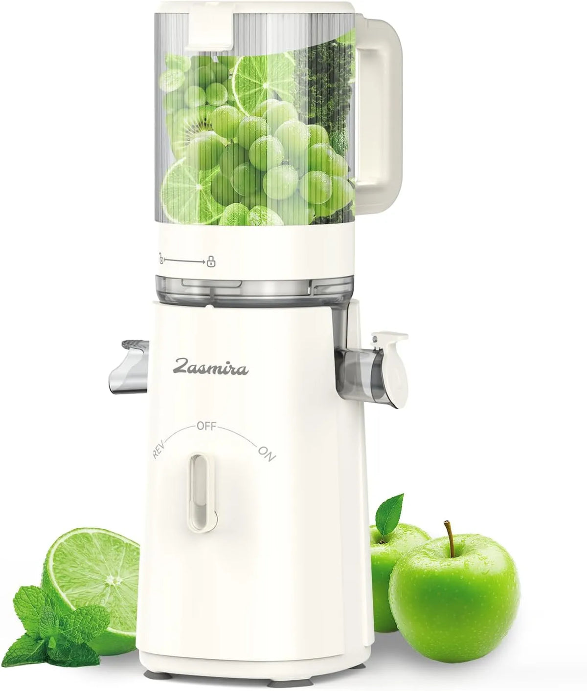 Slow Juicer, avec orifice d'alimentation large de 120 mm, Zasmira Écraseur de fruits et légumes le plus récent, Facile à nettoyer