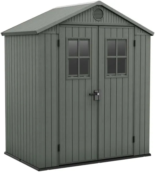 Abri de jardin Keter, Darwin 6 x 4 cm, 190 x 122 x 221 H cm, 2,2 m², Finition Effet Bois, Couleur Vert Sauge