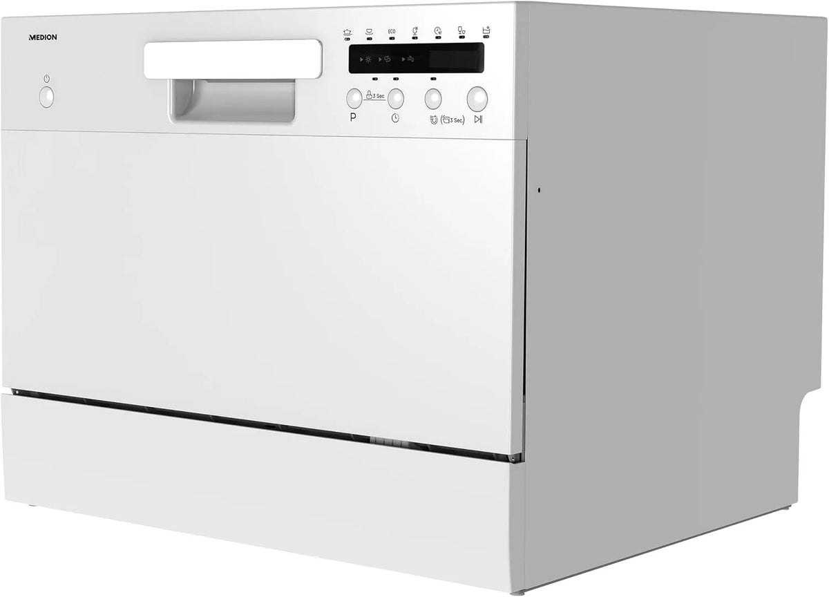 Lave-vaisselle DWT 60 MD37496 MEDION, 47dB, de table, capacité 6 couverts, 7 programmes, finition argentée, affichage LED