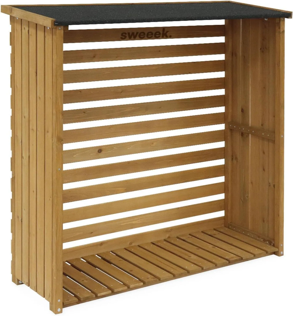 Abri à bûches,. en bois. 120x45x120cm. avec toiture et plancher, dimensions 120x45x120cm