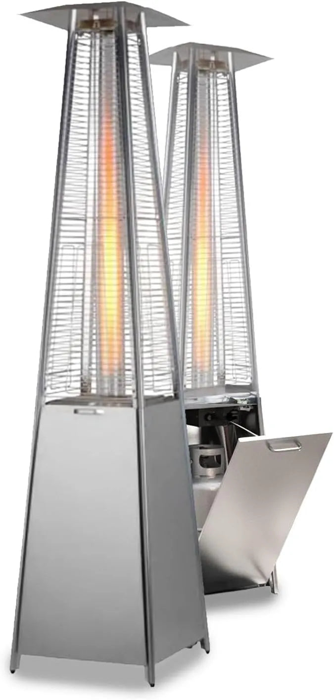 Wintem, fonctionnement avec bouteille GPL ou butane, Poêle à gaz d'extérieur Aura à pyramide grise 12 kW, design moderne