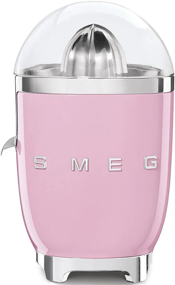 Smeg modèle CJF11PKEU, puissance 70W, Presse Agrumes Électrique, Pressage Manuel à Pression, Bec Anti-goutte et Cône Universel, Base Antidérapante
