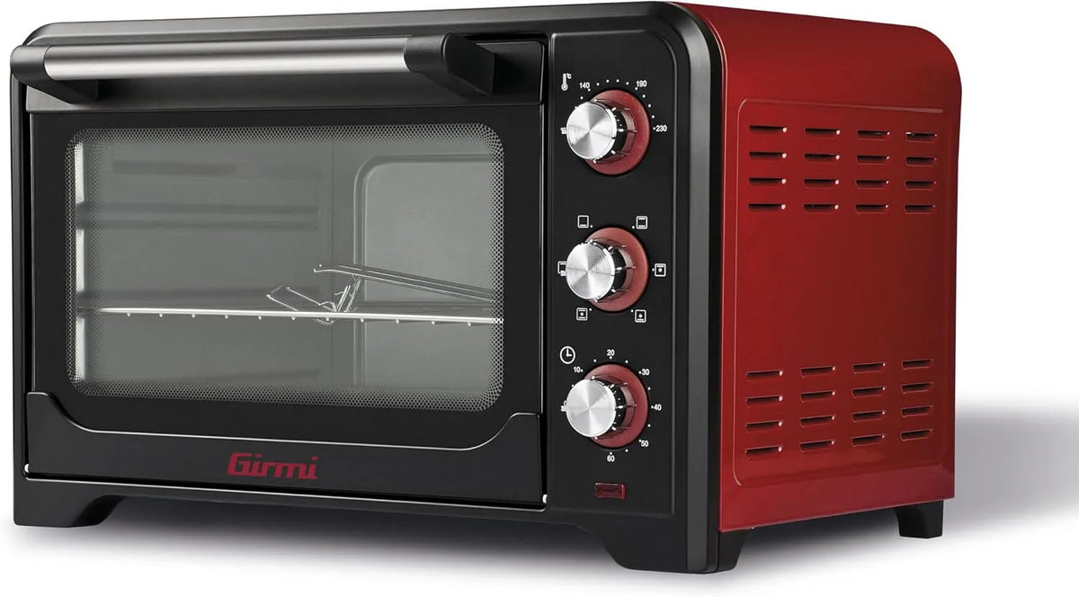 Four électrique FE30 Girmi, Ventilation, Grille inox, Base, Combiné, finition noire, puissance 1600 W, Lumière intérieure, Fonctions de cuisson