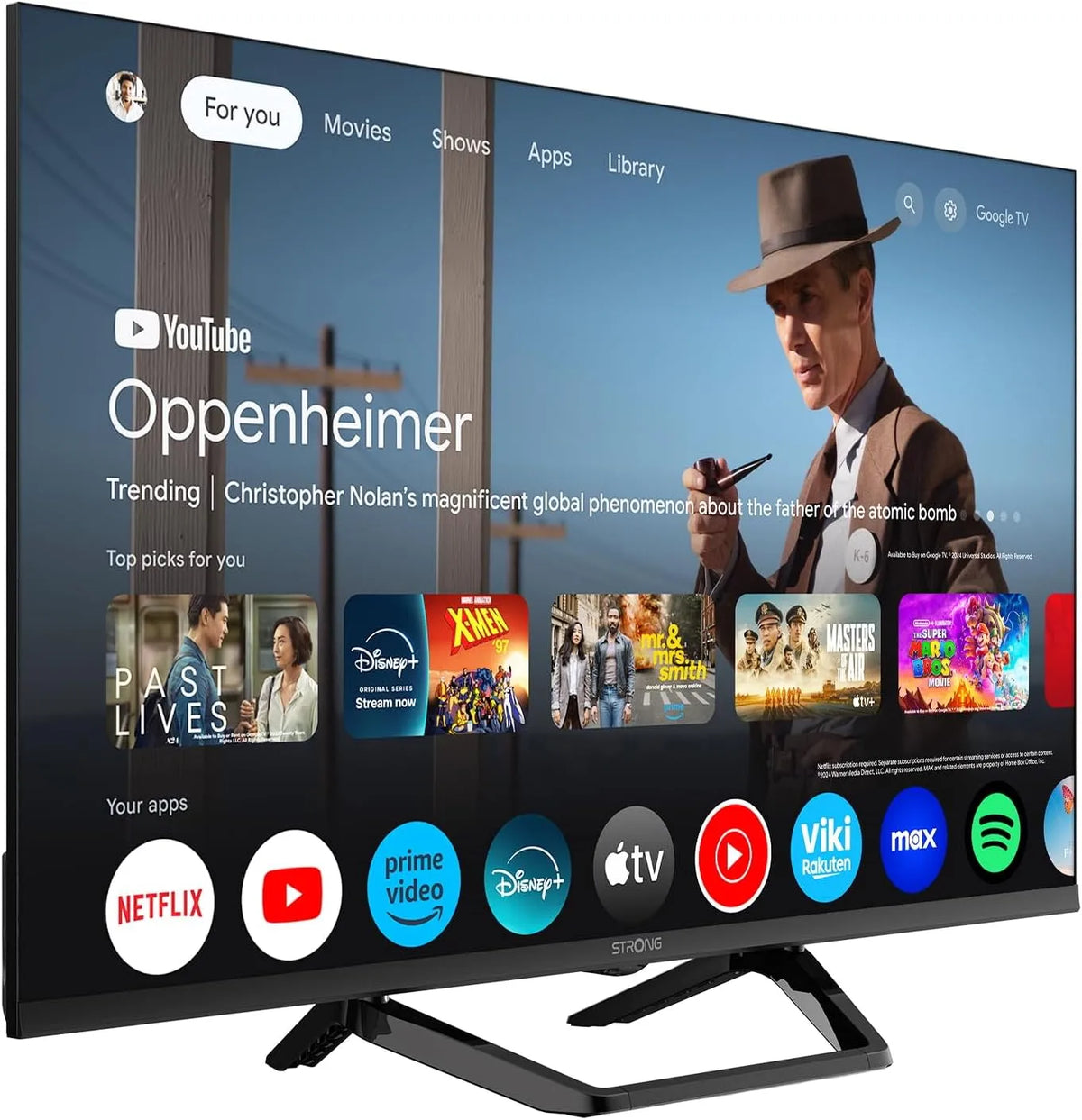 Modèle SRT40FG6733C STRONG, Télévision 40 Pouces, largeur 100 cm, 3 Ports HDMI, 1 Arc, + 2 Ports USB + AV + Prise Antenne, Full HD, Image le, Sat