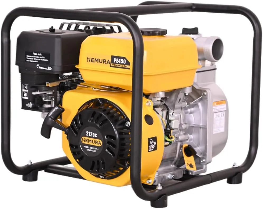 Pompe 209cm3 Nemura, Débit 36 m3/h, à Eau Thermique, Qualité Professionnelle, Moteur 4 temps Puissant et Fiable, Raccord de 50mm, Marque Française