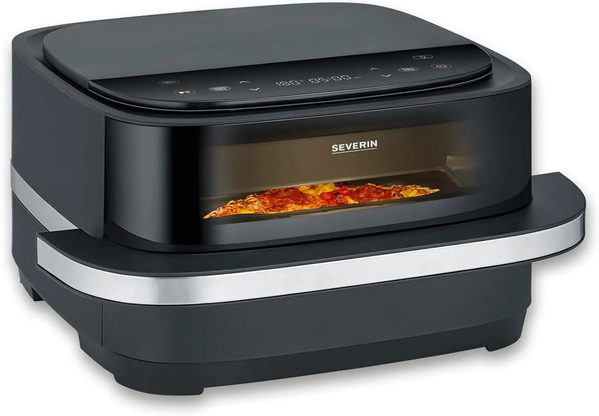 Severin friteuse à air chaud FR 2464, Multicuiseur avec fenêtre, Friteuse sans huile avec panier de 4 L sans PFAS, finition noire
