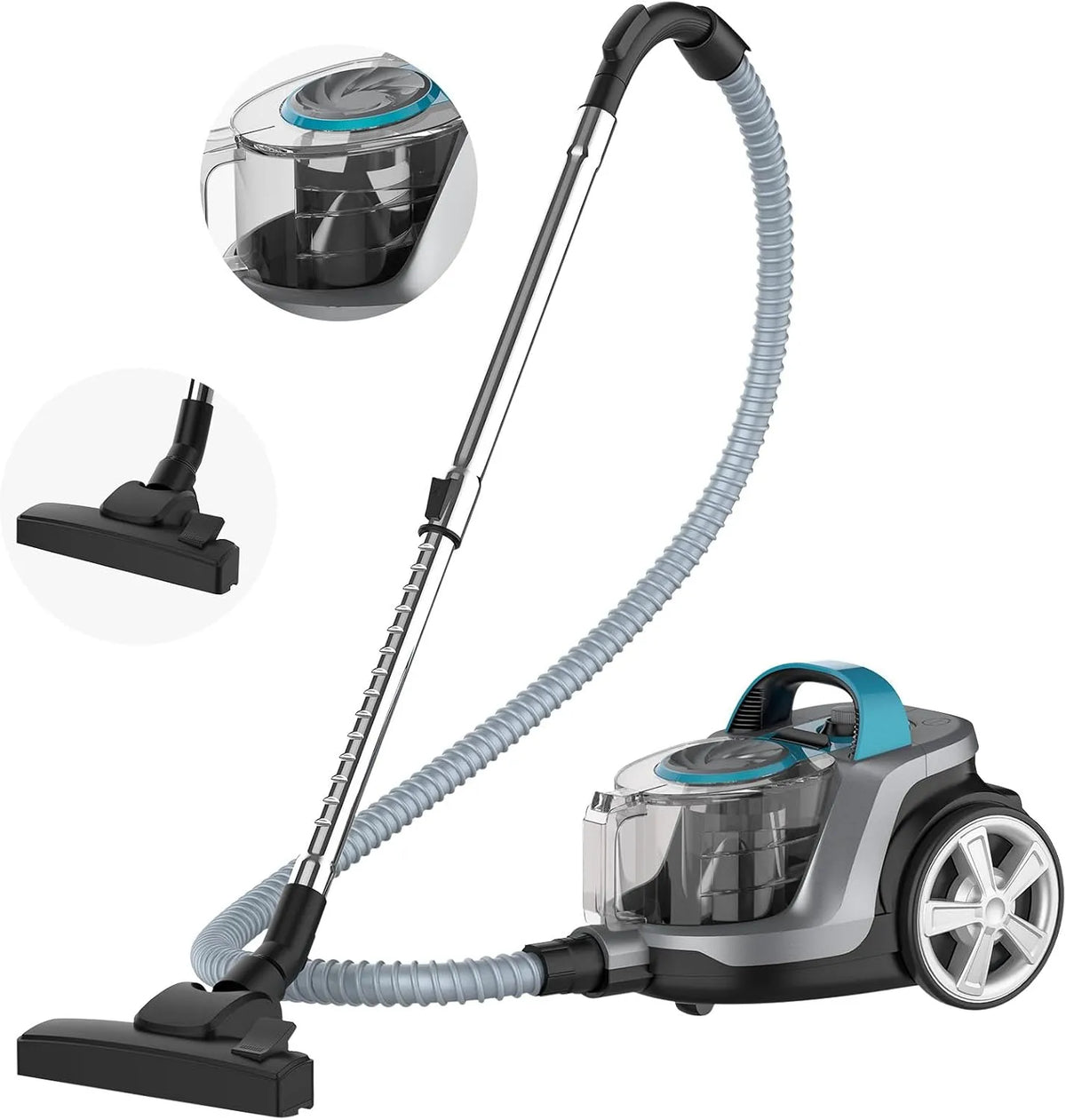 Aspirateur, Con Cable De Alimentación De 5 M Y Gran Capacidad De 4 L, Aspirador Sin Bolsa Con Tecnología Ciclónica, Alfombras, Traineau Sans Sac