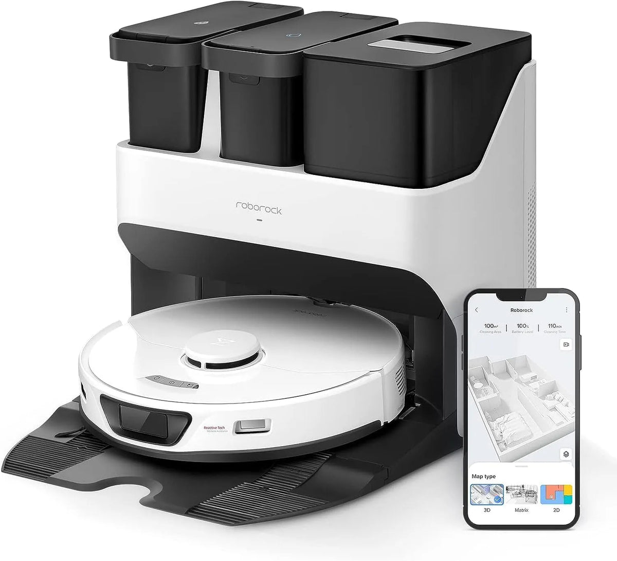 Roborock aspirateur 5500, réservoir d'eau 200 ML, S7 Max Ultra Robot et Nettoyeur, réservoir de poussière 350 ML, Puissance d'aspiration Pa
