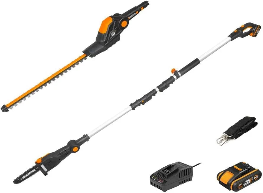 Worx tronçonneuse WG908E Perche1.8-2.3m, tension 18V Taille Haie Télescopique