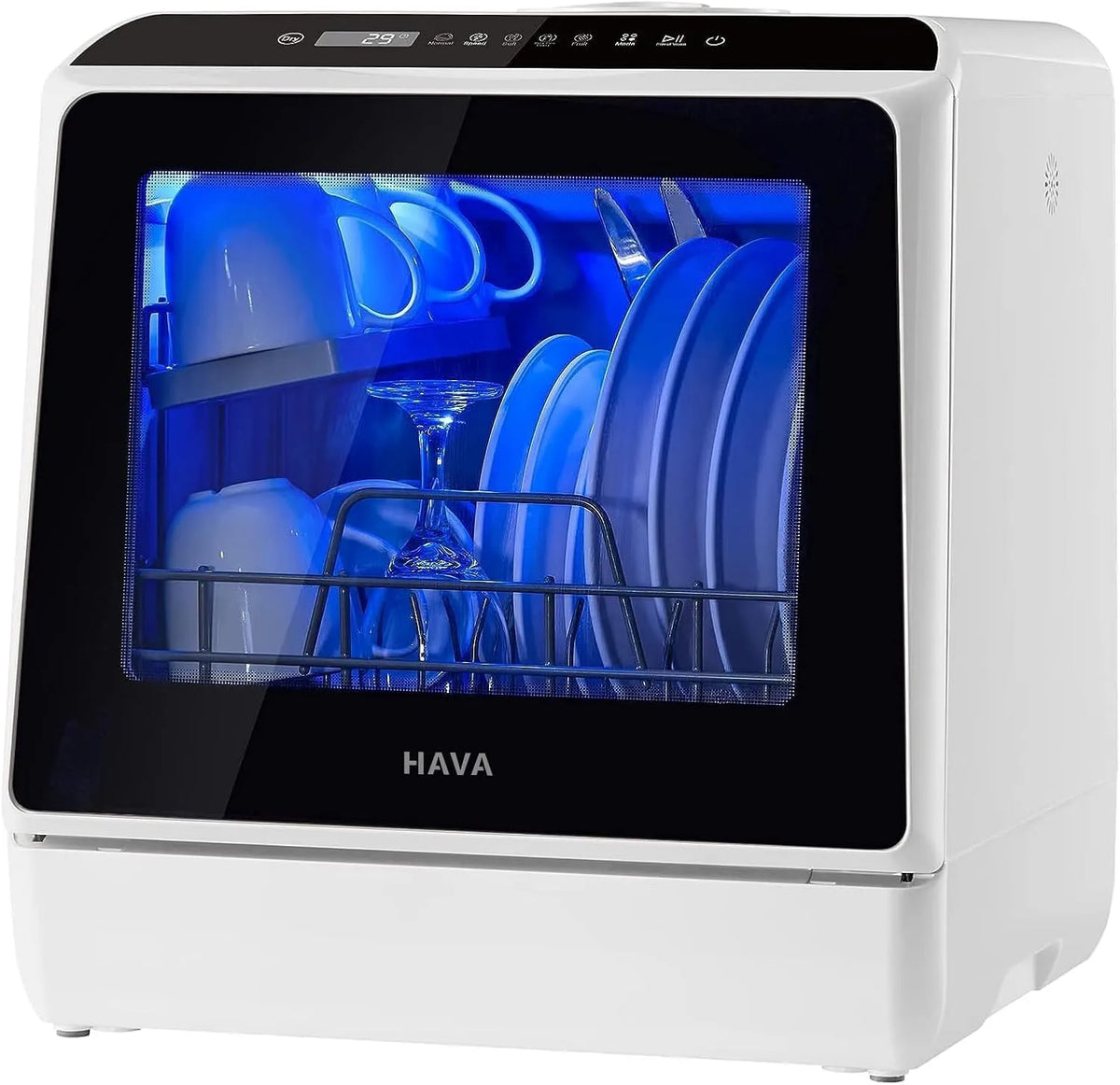 Lave vaisselle HAVA mini, 6 programmes portables avec réservoir d'eau intégré de 5 L, aucun branchement nécessaire