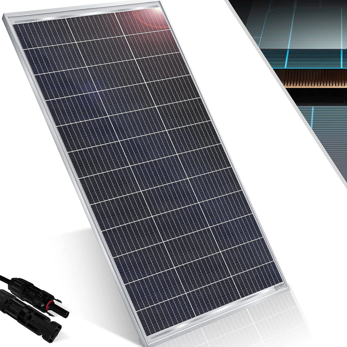 Kesser modèle 1er, 165 Watt, photovoltaïque, Set, tension 18 V pour batteries 12 V, Panneau solaire monocristallin Panneau solaire