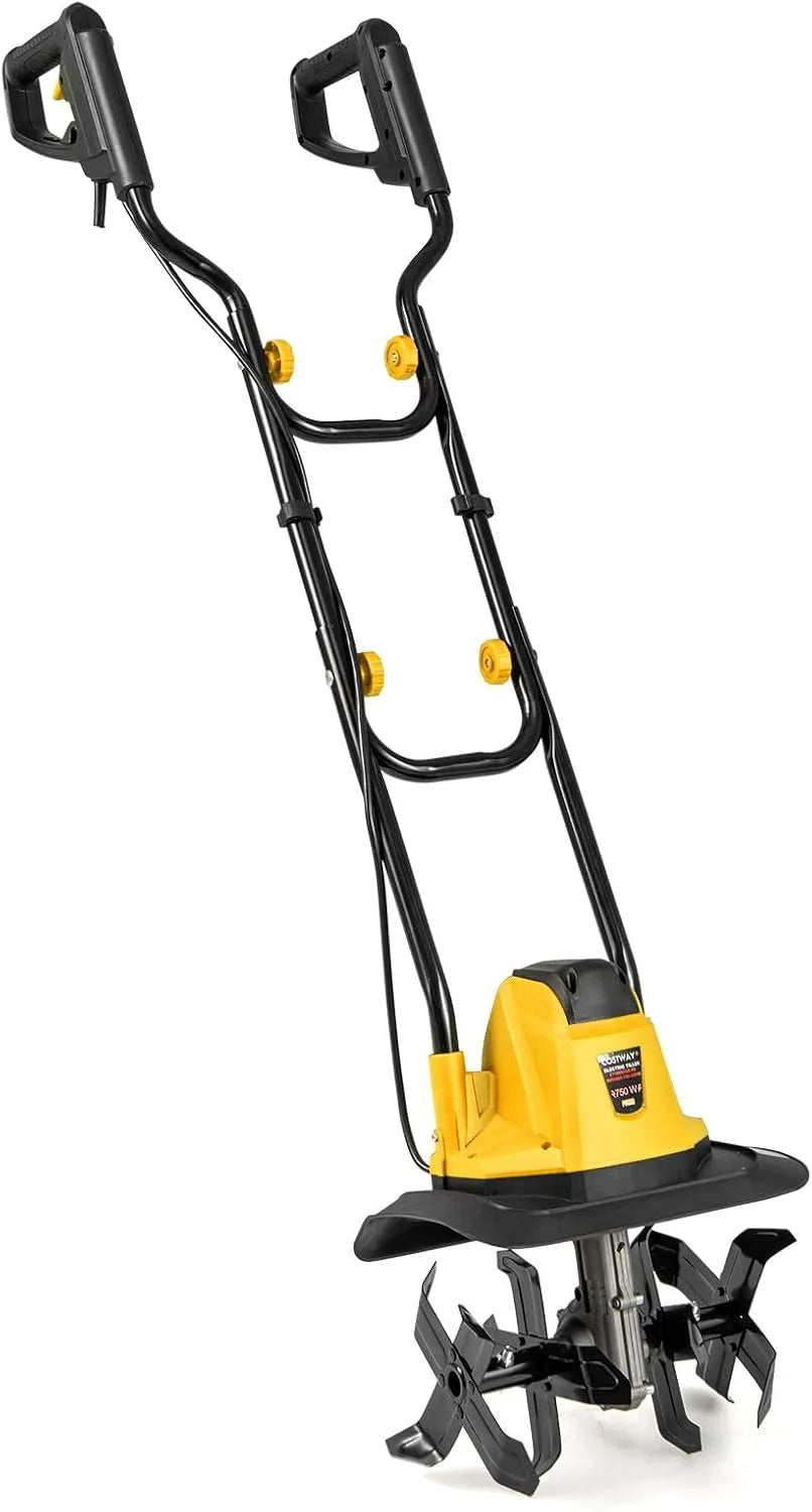Costway motoculteur, Électrique Filaire Pliable de 10 A, pour Labourage de la Pelouse, Jaune