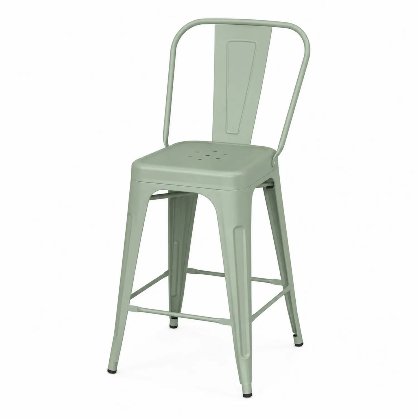 Tabouret de bar en métal avec dossier Vert 75 cm