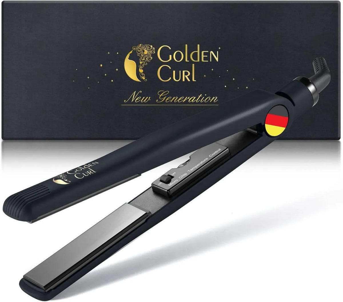Fer Lisseur Cheveux Professionnel Golden Curl, 5 Ans de Tranquillité, Fer à Lisser et Boucleur Cheveux 2 en 1, Allemagne
