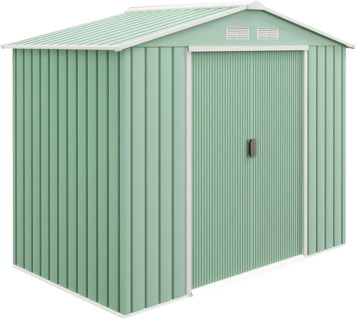 Abri de jardin Outsunny, Porte coulissante verrouillables et 4 aérations, avec kit de Fondation, Vert Clair
