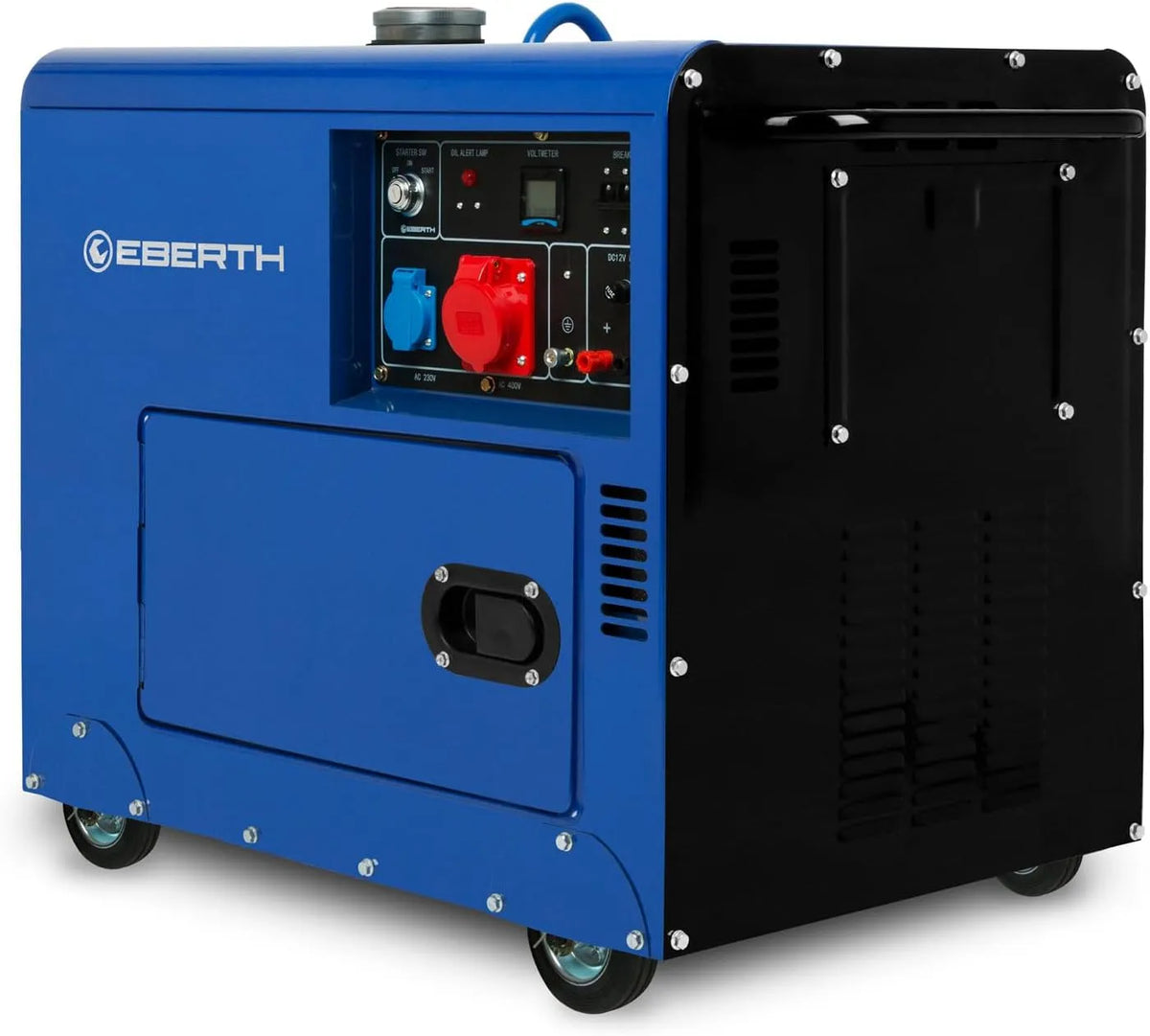 Watt Groupe Electrogene Diesel EBERTH 5000, Generateur Electrique avec Moteur Diesel 10 CV, 4 Temps, 3 Phases, 1x 400V, 1x 230V, 1x 12V
