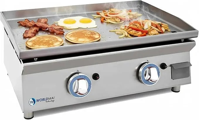 WORLDMAI 60 MBH, Bar et Restaurant., largeur 60 cm, Plancha Gaz Professionnelle LUX cm en Acier Laminé. Plancha