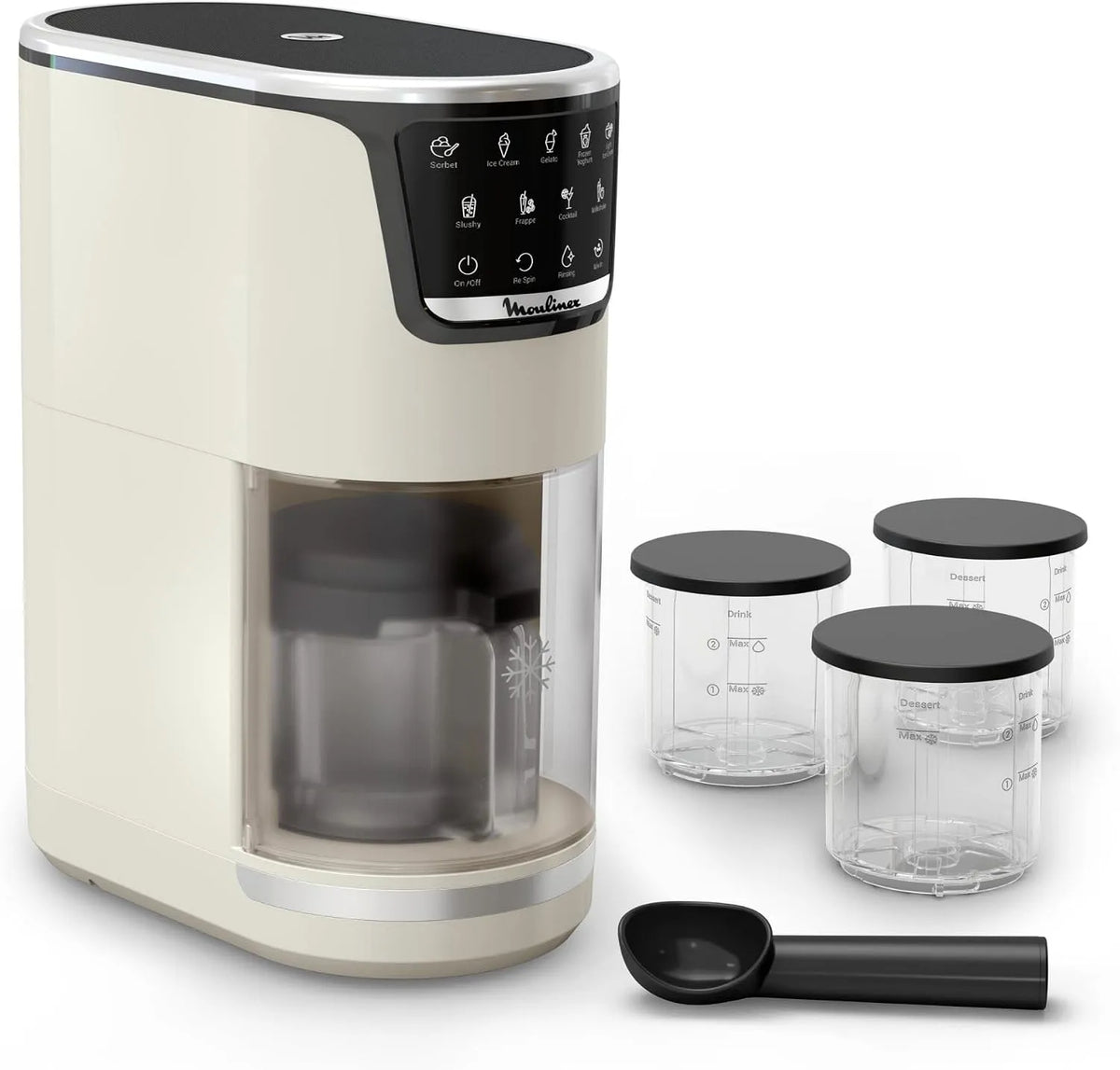 Moulinex modèle, capacité 1,4 L 10programmes MJ604AF0, Dolci, 3 bols, Nettoyage automatique, Machine à glaces
