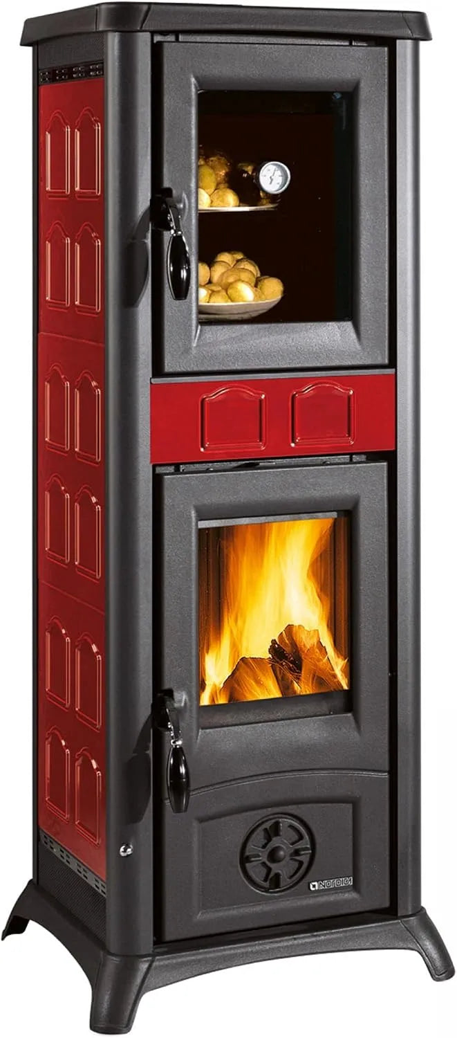 Poêle à bois, 1207 mm, puissance nominale: 1 300 W, dimensions:460 x 495 x, revêtement extérieur en faïence, tête et foyer en fonte, portes