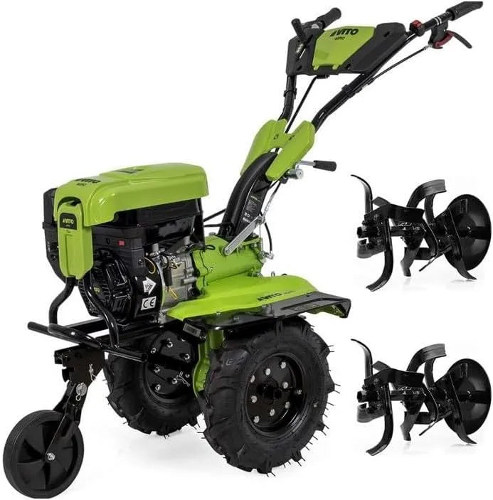 Motoculteur 7CV cm3 VITO, à Essence 4T 5200W 212 Motobineuse avec Fraises et Butteur