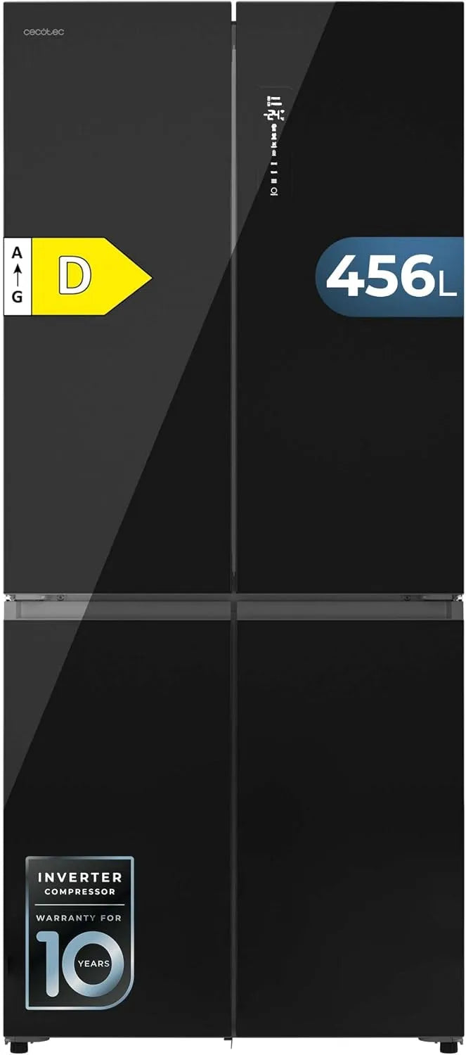 Cecotec réfrigérateur, 4 Portes Semi-Intégrable Bolero CoolMarket 4D 456 SBI Black Glass D, 190 cm de hauteur, 83,3 cm de largeur