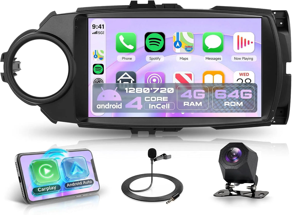Autoradio pour Toyota Yaris Grmn modèle 4G+64G 2012-2017 Android, WiFi Mirror Link Bluetooth FM, RDS EQ, SWC Caméra de Recul