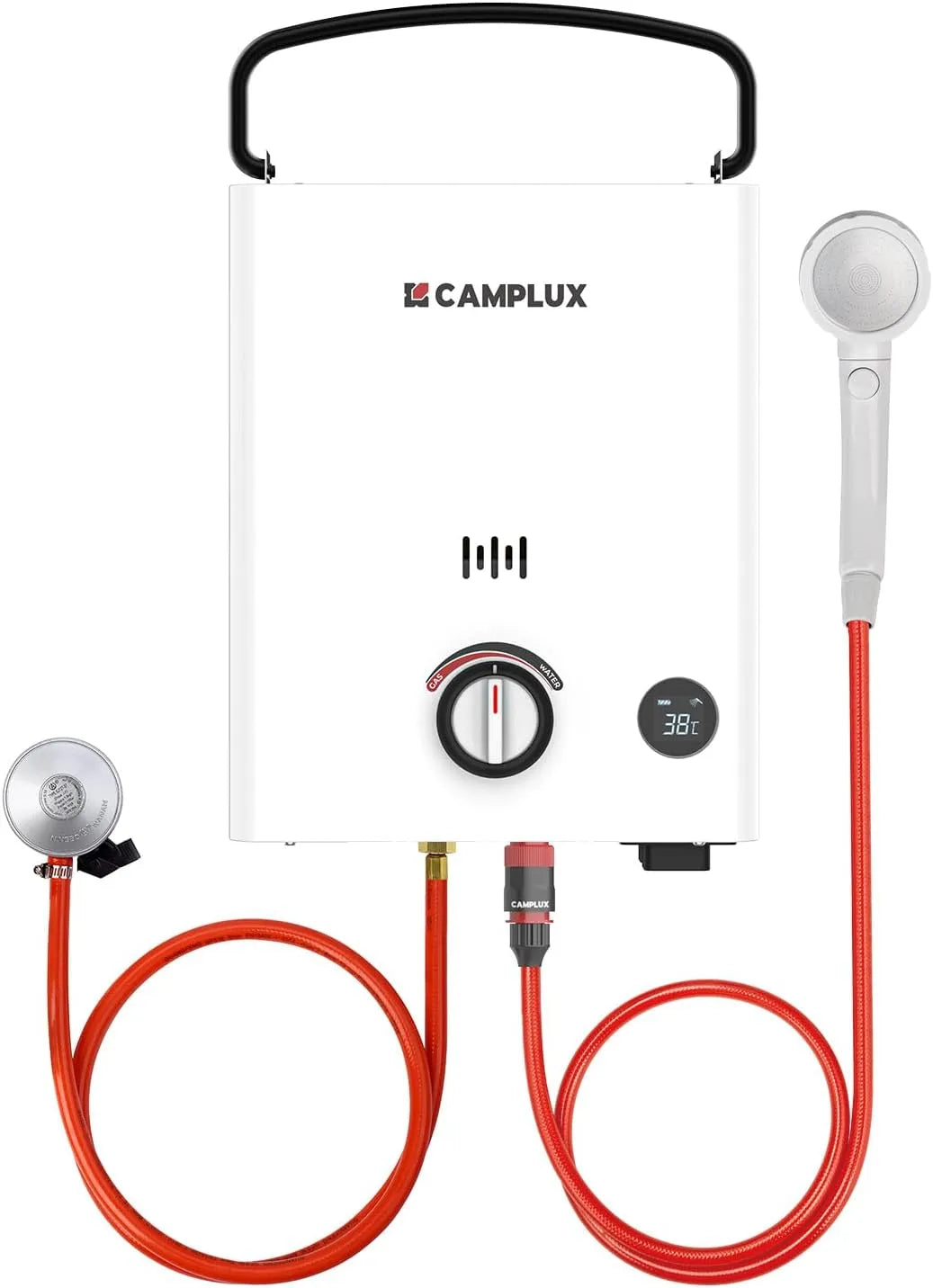 Chauffe-eau électrique CAMPLUX First, à Gaz 5 Litres avec Poignée Réglable, 28-30 mbar, 37 mbar, F5, pour Douche Extérieure, Camping, Caravaning