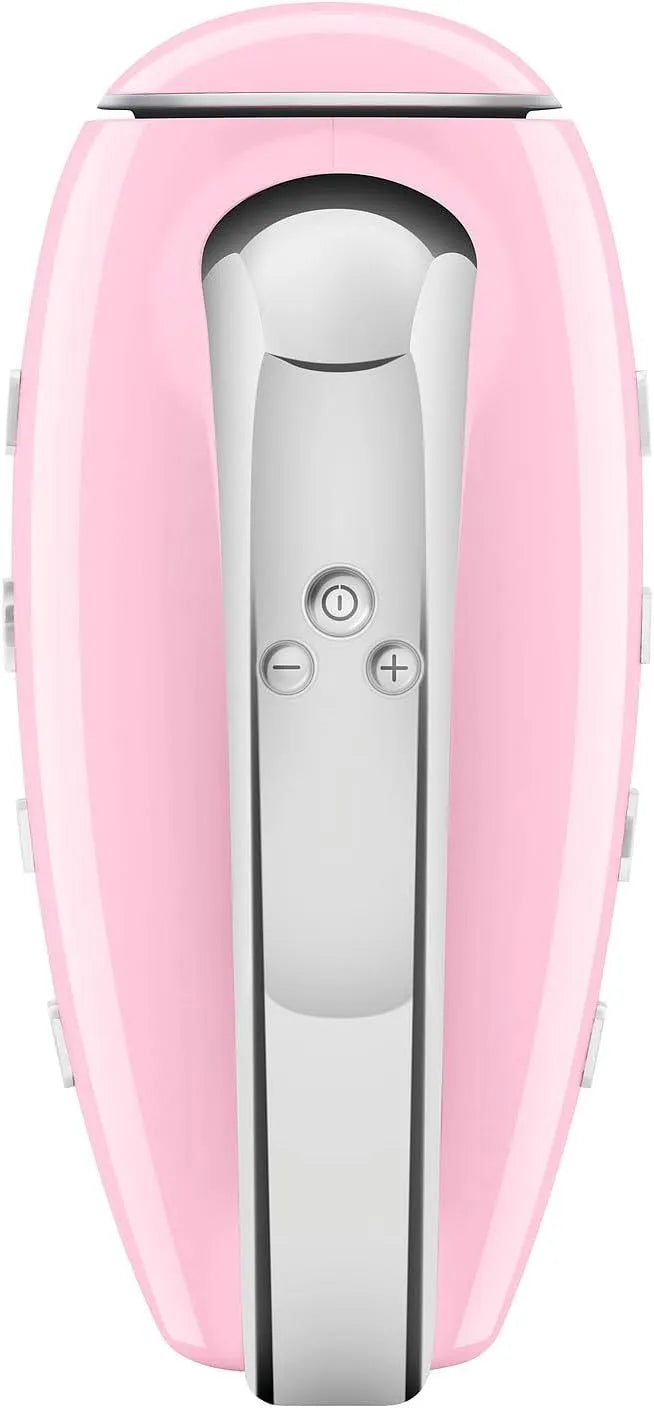 Smeg, fouet et fouet, Pink 50's Mélangeur électrique portatif avec ensemble de crochets pour pâte