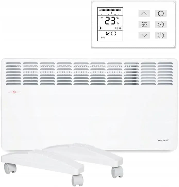 Radiateur IP24, WARMTEC Chauffage électrique 2500 W, avec commande Wi-Fi, écran LCD et Classe de protection, finition blanche