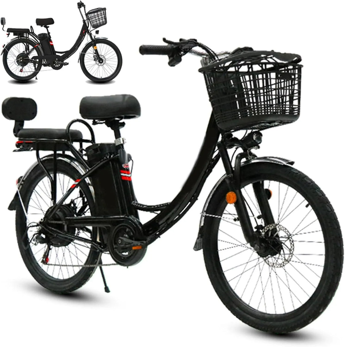 Vélo électrique, Batterie Lithium 48 V, 7 niveaux de vitesse, Puissance en Montée, Feux Arrière De Signalisation, 7 niveaux de vitesse