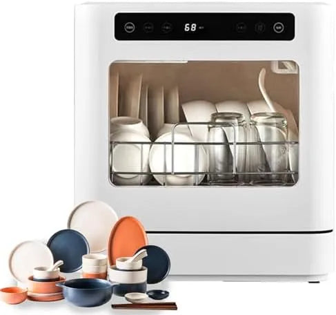 Lave-vaisselle, 5 programmes dont séchage automatique et lavage des fruits, Mini avec contrôle tactile, design compact idéal pour les petits espaces