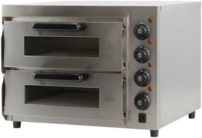 Four, à Pizza Électrique Double Compact 2 x Ø40 cm, puissance 3000W, Température 350°C, Pierre Réfractaire