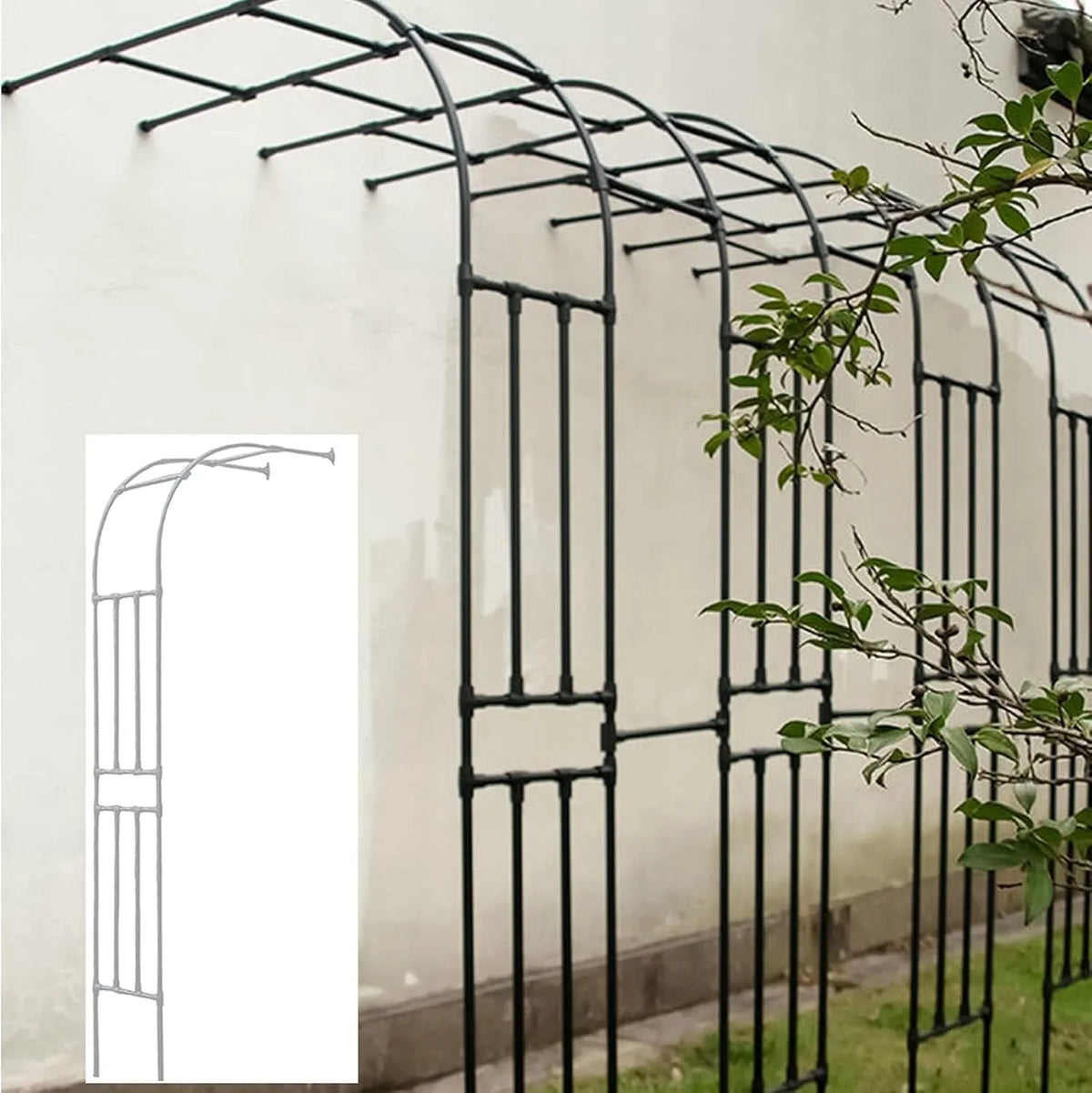 Jardin Arche De, dimensions 90X240X40cm, Demi-Arche, Pergola en Treillis pour Plantes Grimpantes, Pelouse, Mariage, White
