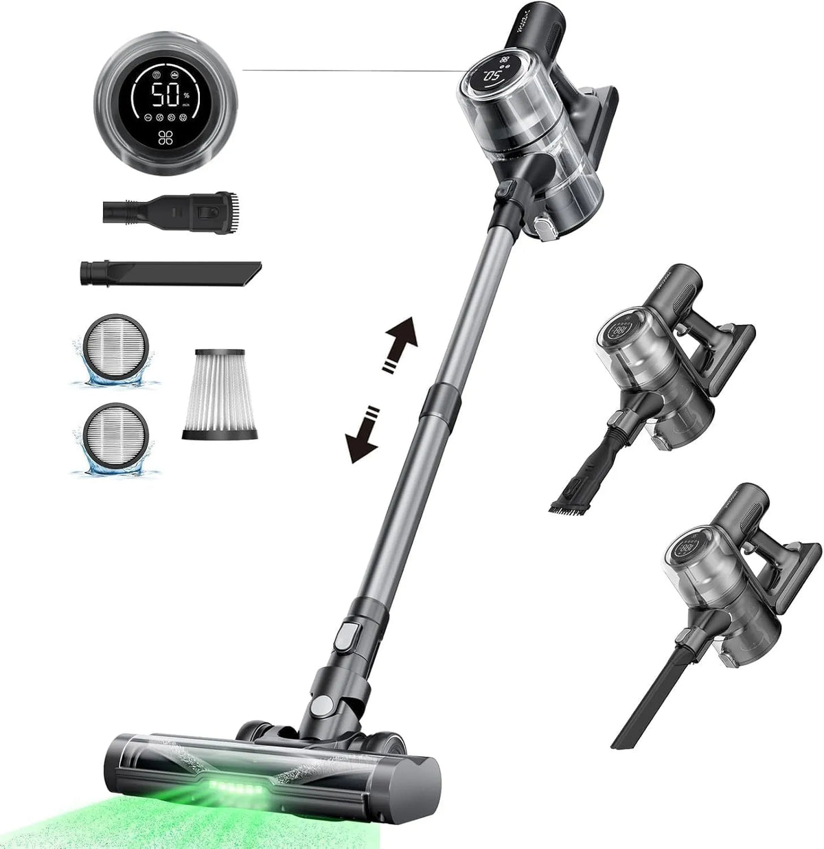 Aspirateur balai P13 Proscenic Neuf, sans Fil,550W 45KPa Aspirateur Sans Fil Puissant, LED Écran, Tube télescopique