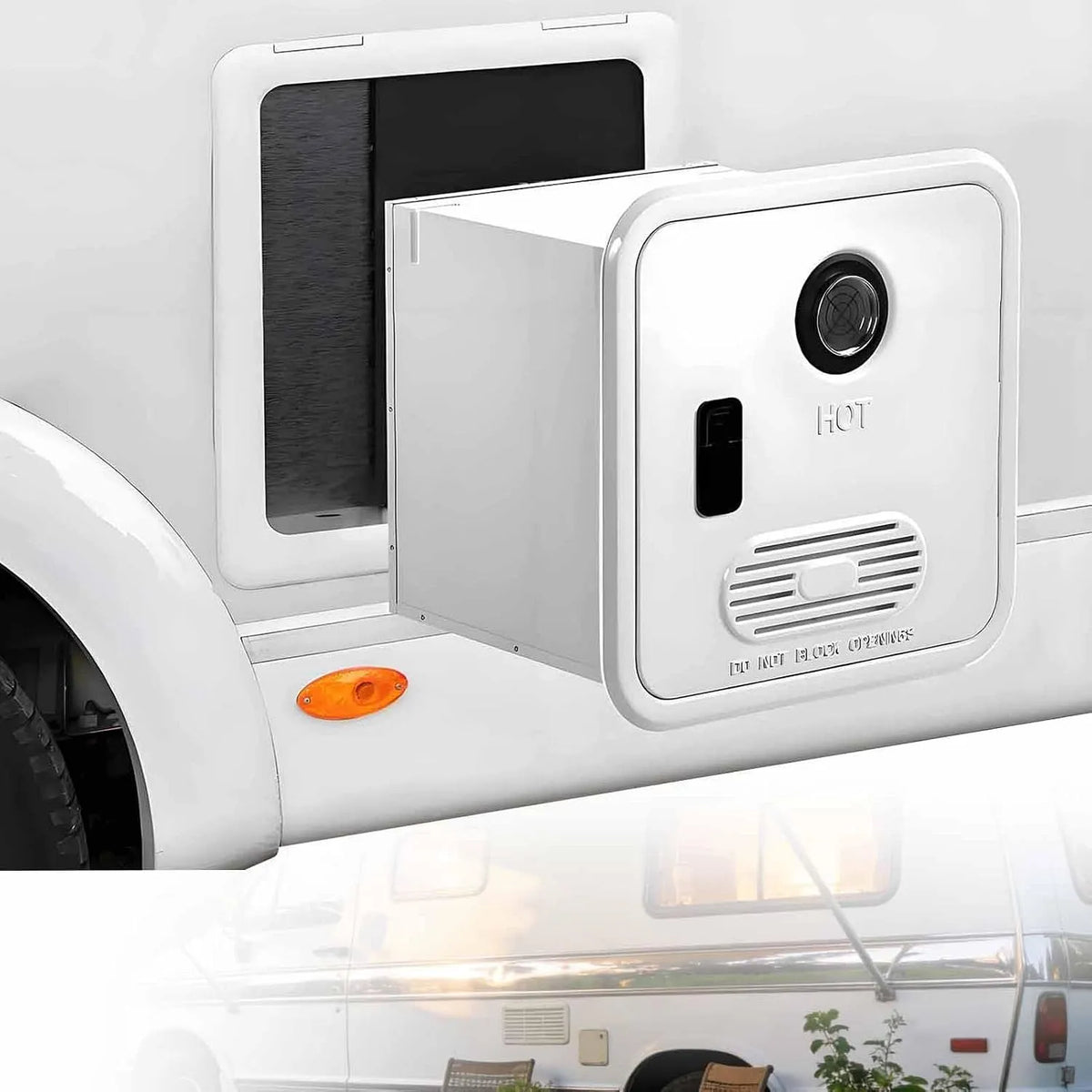 Chauffe-eau électrique, Réglage de Température 35-51°C, Sortie d'eau Intérieure et Extérieure pour Camping-Car 10L, Télécommande Intelligente